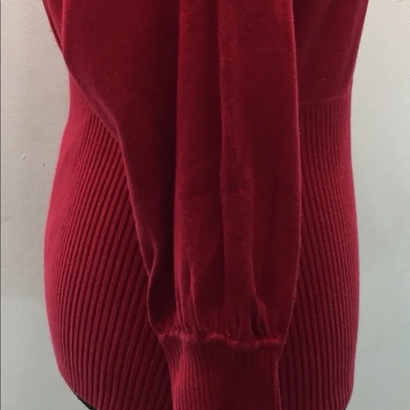 Anne Klein Red Cardigan Sweater Gold Buttons S Long Sleeve Fitted Cotton Blend - Picture 4 of 12